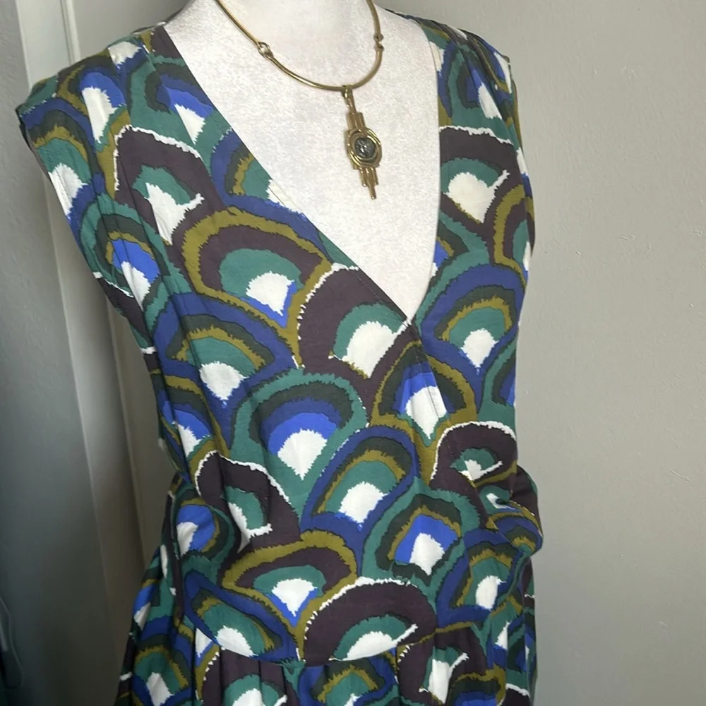 Boden Women’s Plus Size Sleeveless Surplice V-Neck Retro Multicolor Print - Picture 2 of 10